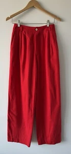 Pantalones retro vintage años 80 Liz Claiborne fluidos seda rojo cóctel para mujer - Imagen 1 de 5