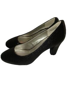 Andrew Geller Heels Feronica Black Shoes Slip On Pump Leather Womens Size 6.5 M