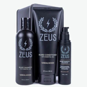 Acondicionador de champú para barba Zeus aceite para barba refinado conjunto de 3 piezas de inicio - Imagen 1 de 8