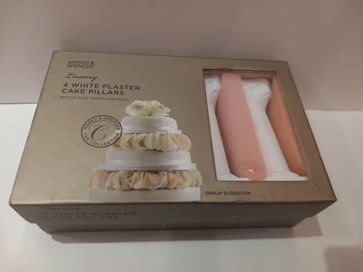 4 pilares y varillas para pasteles de yeso blanco M&S Luxury Foto 1 de 3