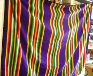 Native American Wool Blanket by Beaver State Pendleton Oregon Purple Striped - Picture 1 of 6