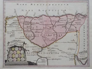 ÄGYPTEN mit Nildelta. Kupferstichkarte von Chr. Weigel 1722 NUMISMATIK + Beilage - Picture 1 of 5