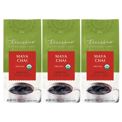 Café achicoria prebiótico sin cafeína Maya Chai tostado medio paquete de 3 11 onzas Foto 1 de 4