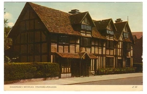 Shakespeare Birthplace Postcard Stratford-upon-Avon Tudor Half-Timbered - Picture 1 of 2
