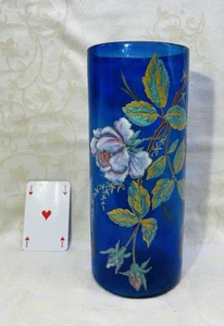 LEGRAS ENAMELLED GLASS VASE EMAILLE FLEURS ROSES ART NOUVEAU JUGENDSTIL 19EME A - Bild 1 von 8