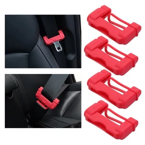 Cubierta con clip de hebilla de cinturón de seguridad de coche roja silicona antiarañazos accesorios - Imagen 1 de 14