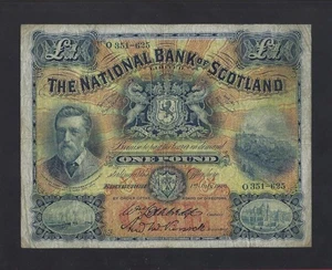 SCOTLAND THE NATIONAL BANK 1 POUND 1926 P-248 VF Great Britain UK England - Picture 1 of 2
