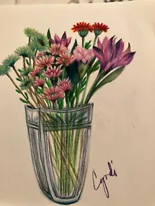 Original Color Dibujo Flores Púrpura - Imagen 1 de 4