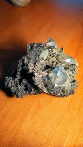 Fluorit auf Calcit Mineralien Kristall 78g 6,5cmx4,5cm - Bild 1 von 7