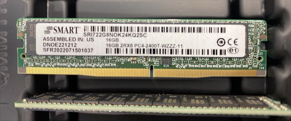 SRI722G8NOK24KQ2SC SFR2022071501037 Smart Modular 16GB DDR4-2400 Mini DIMM RAM Foto 1 de 1
