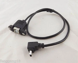 1x USB 2.0 B Female To Mini 5 Pin Male Down Angle Panel Mount Printer Cable 50cm - Picture 1 of 9