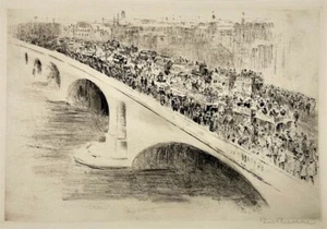 Paul Paeschke London bridge Radierung signiert - Bild 1 von 7