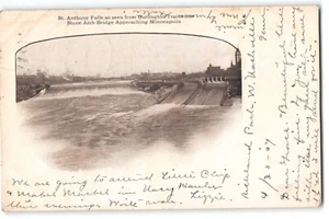 Postcard St. Anthony Falls & Stone Arch Bridge 1907 Minneapolis Burlington Route - Picture 1 of 2