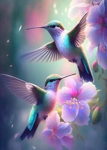 Hummingbird Diamond Art Kits For Adults, Birds Round Full Drill Diamond Painting - Picture 1 of 7