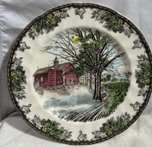 The Friendly Village Johnson Bros Dinner Plate Autumn Mist 10 3/8" New England - Picture 1 of 5