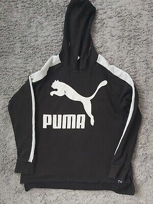 PUMA Womens Ladies Hoodie Hooded Sweatshirt Black Size 12 Long Sleeve Gym Top • 16.91€