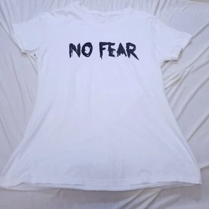 Womens MEDIUM "No Fear" WHITE/BLACK COTTON Shirt - Bild 1 von 6