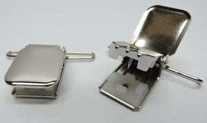(2) Hold-Up Suspenders Heavy Duty JUMBO Nickel Plated Metal No-Slip Clips - Picture 1 of 5