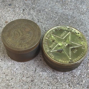 Vintage Brass Tins Paper Fasteners Washburne's Holmes Booth Haydens - Picture 1 of 15