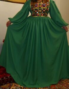 Afghan Dress green handmade afghani kuchi traditional abaya modest 