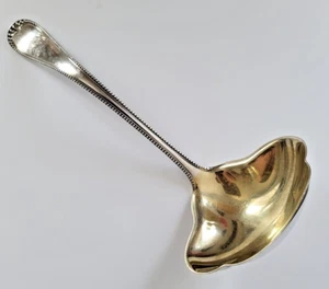 Sterling Silver Gorham Newcastle Large Solid Soup Ladle Gold Wash Lion Anchor G - Picture 1 of 13