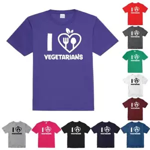 I Love Vegetarian T-shirt Veggie Heart BBQ Plants Vegetables Lover Novelty Gifts - Picture 1 of 21