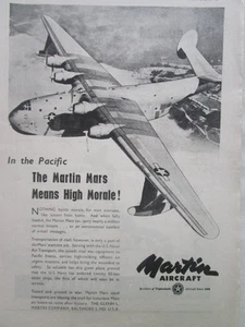 4/1945 PUB GLENN MARTIN FLUGZEUG WASSERFLUGZEUG MARS US NAVAL AIR TRANSPORT ANZEIGE - Bild 1 von 1