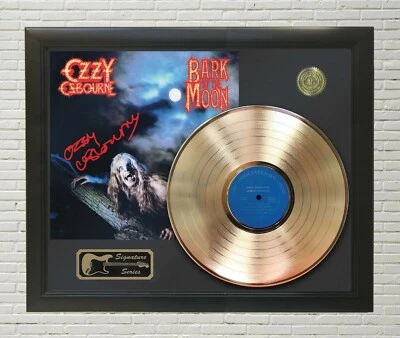 Ozzy Osbourne Framed Black wood Reproduction Signature Gold LP Display  - Image 1 of 4