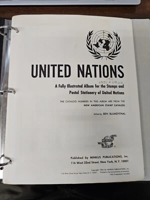 Juego de estampillas postales Minkus Naciones Unidas 1951-1966 en carpeta Ace | ¡Casi completo! Foto 1 de 4