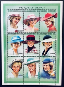 MOZAMBIQUE PRINCESS DIANA IN REMEMBRANCE STAMPS SHEET 1998 MNH 1307 VARIOUS HATS - Picture 1 of 1