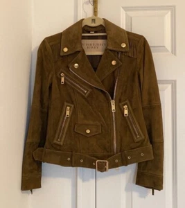 NEW Burberry Brit Arnstead fringed suede jacket in Olive - Size US 2 - Picture 1 of 5