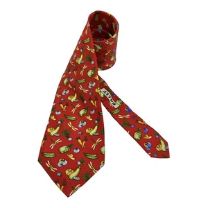 BALLY Vegetable & Insect Print Silk Tie Made In Switzerland W: 3.75" EX COND - Picture 1 of 8