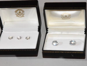 1990's Cufflinks & Stud Set 14K Gold & Moonstone MINT in Box - Picture 1 of 7