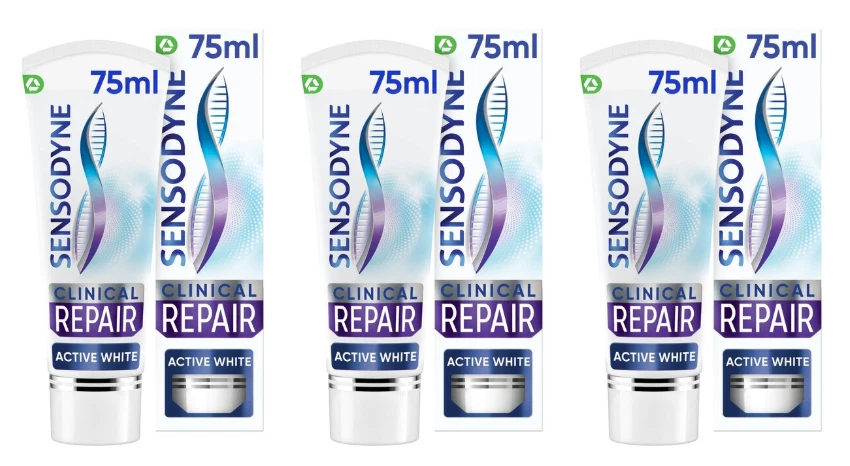 3 x Boxes Sensodyne Clinical Repair Toothpaste. Active White. 75 ml. - Image 1 of 1