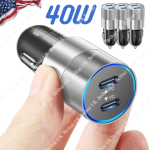 Fast Car Charger 2 Port PD Car Charging Type C Adapter For iPhone 14 13 12 X Pro - Picture 1 of 15