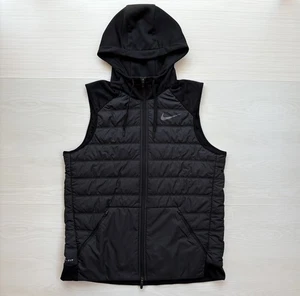 Nike Therma Chaleco de Entrenamiento de Invierno Hombres Grande Negro Con Capucha Acolchado Bolsillos con Cremallera - Imagen 1 de 12