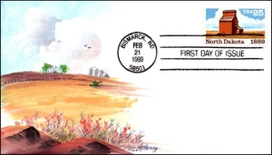 Scott 2493 25 Cents North Dakota AO Henry Hand Painted FDC 2 Of 15 - Picture 1 of 2