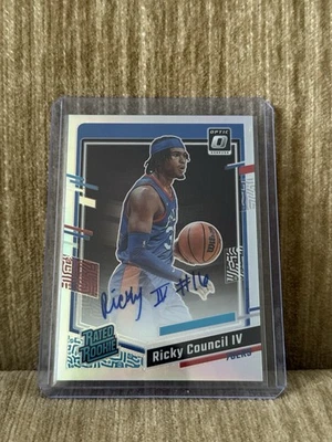 2023-24 Donruss Optic #285 Ricky Council IV Holo Rated Rookie Auto Sixers RC - Image 1 of 2