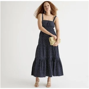 J. Crew Stufen Maxikleid wandelbare Träger gepunktet Damen Small Blue Coastal - Bild 1 von 9