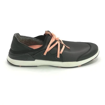 OluKai Shoes Womens Sneakers Miki Li Black Orange Leather Sporty Luxury Wide 9W - Image 1 of 4