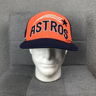 Houston Astros Hat Cap Fitted Mens 7 1/2 Orange Navy MLB Baseball Cooperstown - Image 1 of 4