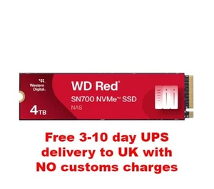 4Tb Western Digital WDS400T1R0C WD Red SN700 NVMe SSD M.2 NAS 3400MB/s PCIe Gen3 - Afbeelding 1 van 7