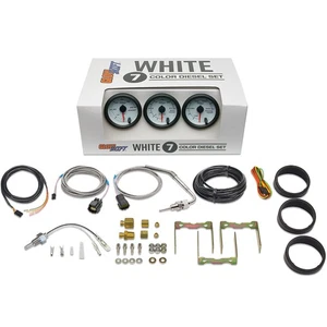 White 7 Color Diesel Gauge Set - Boost, Pyrometer EGT, Trans Temp - Picture 1 of 8