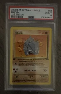 2000 Pokémon German Jungle Regular 1st Edition Rhyhorn 61/64 PSA 6 - Picture 1 of 2