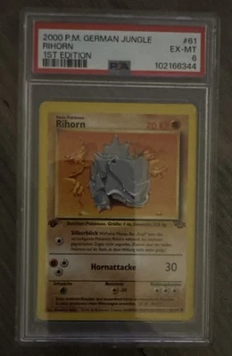 2000 Pokémon German Jungle Regular 1st Edition Rhyhorn 61/64 PSA 6 - Image 1 of 2