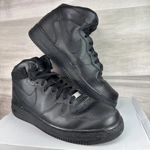 Nike Air Force 1 Mid '07 Triple Black Leather Sneakers 315123-001 Men Sz 11.5 - Picture 1 of 24