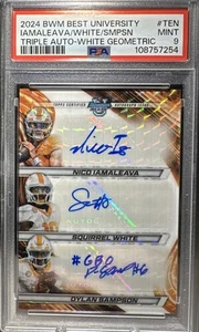 2024 Bowman U Nico Iamaleava/Squirrel White/Dylan Sampson TRIPLE AUTO 3/5 White - Picture 1 of 5