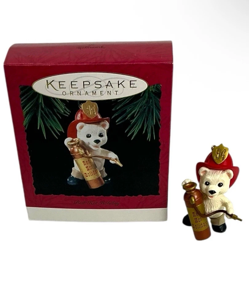 Hallmark Keepsake Ornament 1994 rojo caliente vacaciones ~ bombero oso polar Foto 1 de 1
