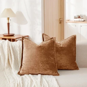 Luxuriöse Samt Euro Shams Dekorative Überwurf Kissenbezüge 26x26 2er Set Sol... - Bild 1 von 6