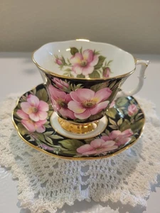 Taza de té y platillo vintage Royal Albert flores provinciales, rosa de Alberta - Imagen 1 de 10